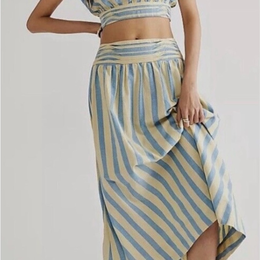 Free People Blue and Cream Striped Maxi Skirt - Picture 5 of 7